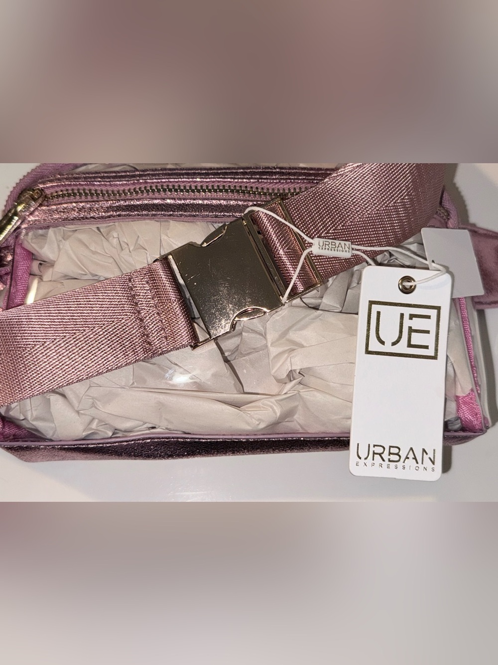 Urban Expressions metallic rose gold Fanny Pack/Crossbody (NWT)